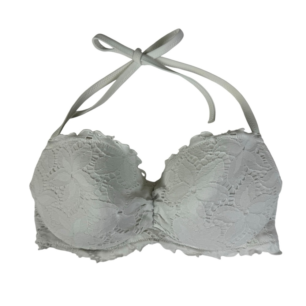 Victoria’s Secret Bikini Swimsuit Top White Lace Eyelet Size 36C